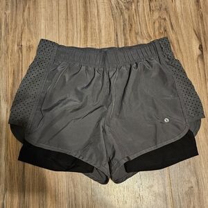 Xersion Gray and Black Athletic Shorts with Compression Layer